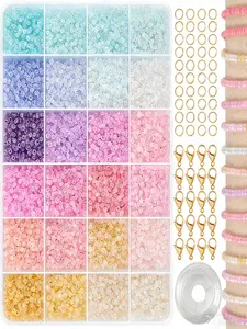 8000pcs 24 Colors 3mm Cream Glass Beads DIY Kit, Includes Stringing Wire, Perfect for Bracelets, Necklaces, Handmade Crafts