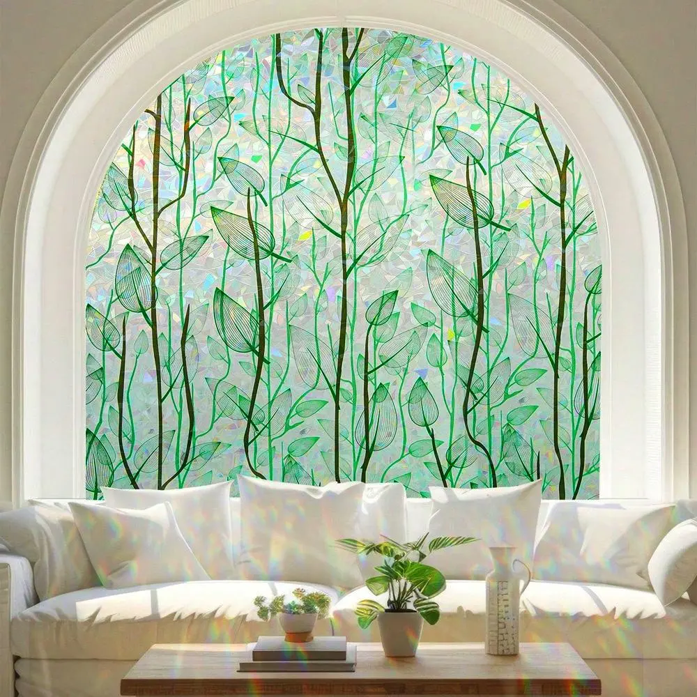 3D Rainbow Effect Window Privacy Film, Static Cling Window Film, Reusable Window Decal, Decorative Privacy Window Film, Self Adhesive Film, Window Decorations Supplies for Bathroom, Balcony, Bedroom, Office, Privacy Film For Windows