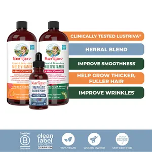 MaryRuth's Daily Multivitamin, Hair, & Lymphatic Support Bundle - Liquid Morning Multivitamin + Hair Growth Peach Mango 30 oz - Liquid Morning Multivitamin + Hair Growth Dragon Fruit Melon 30 oz - Lymphatic Support Herbal Blend 1 oz