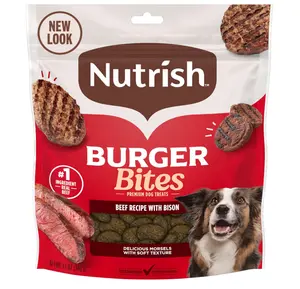 Nutrish Burger Bites Beef Recipe with Bison Premium Dog Treats, 12 oz. Pouch (Rachael Ray)