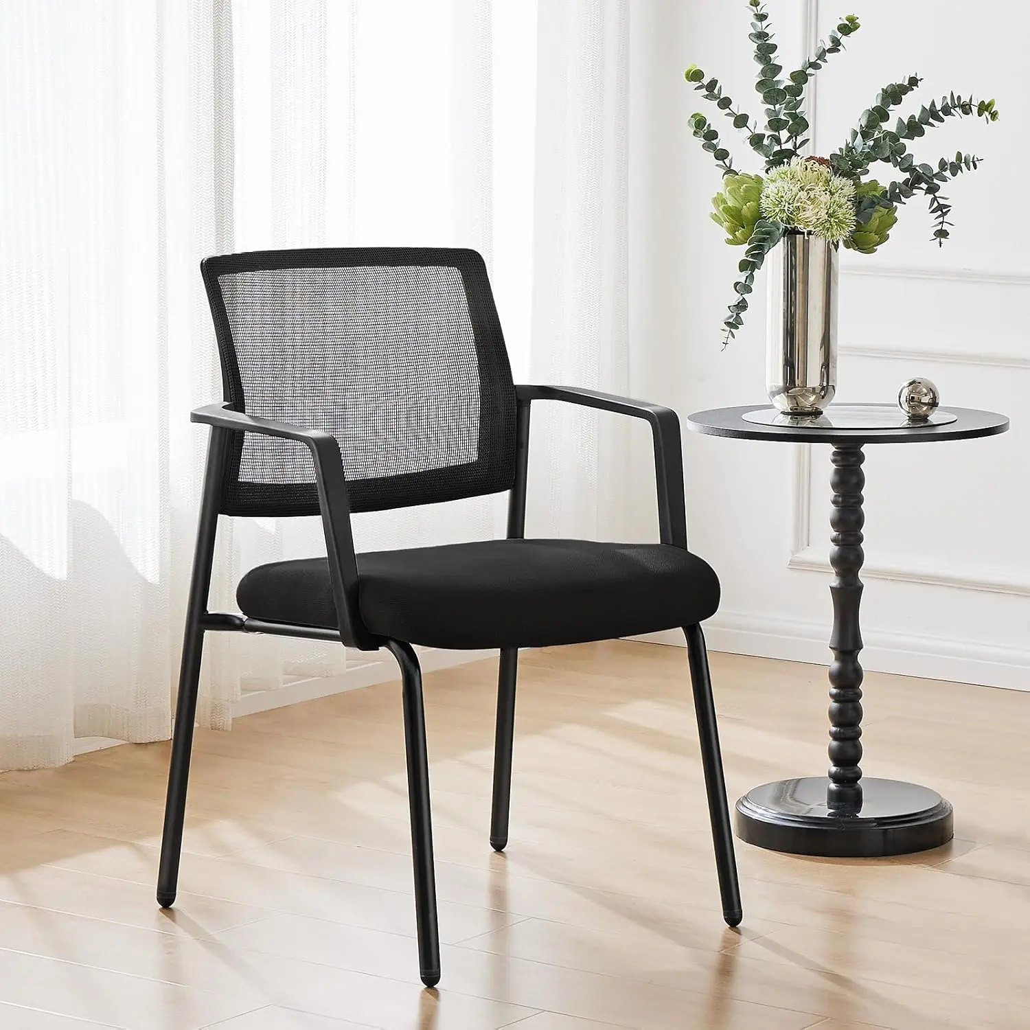 Mesh Back Stacking Arm Chairs, Upholstered Fabric Stacking Chairs, Sturdy Metal Office Chairs, Easy to Use and Store, Outdoor and Indoor, for Home, School, Party, Church