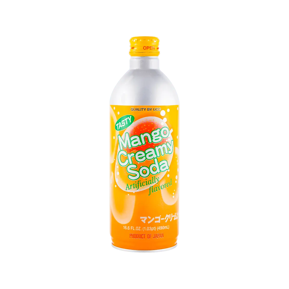 UCC Creamy Mango Soda 490ml - Japanese Sparkling Fruit Drink, Refreshing Tropical Flavor