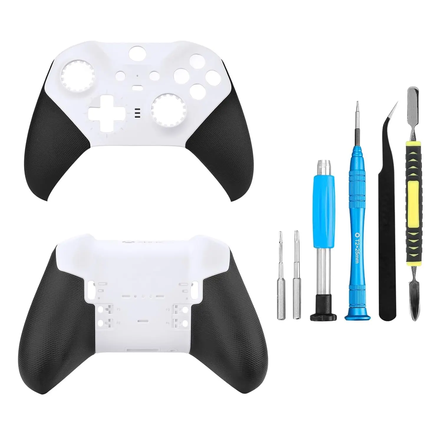 OEM Front and  Housing Shell Replacement Kit for  Elite Series 2 Controller - Includes Faceplate, Grip Cover, and Repair Tools (White)