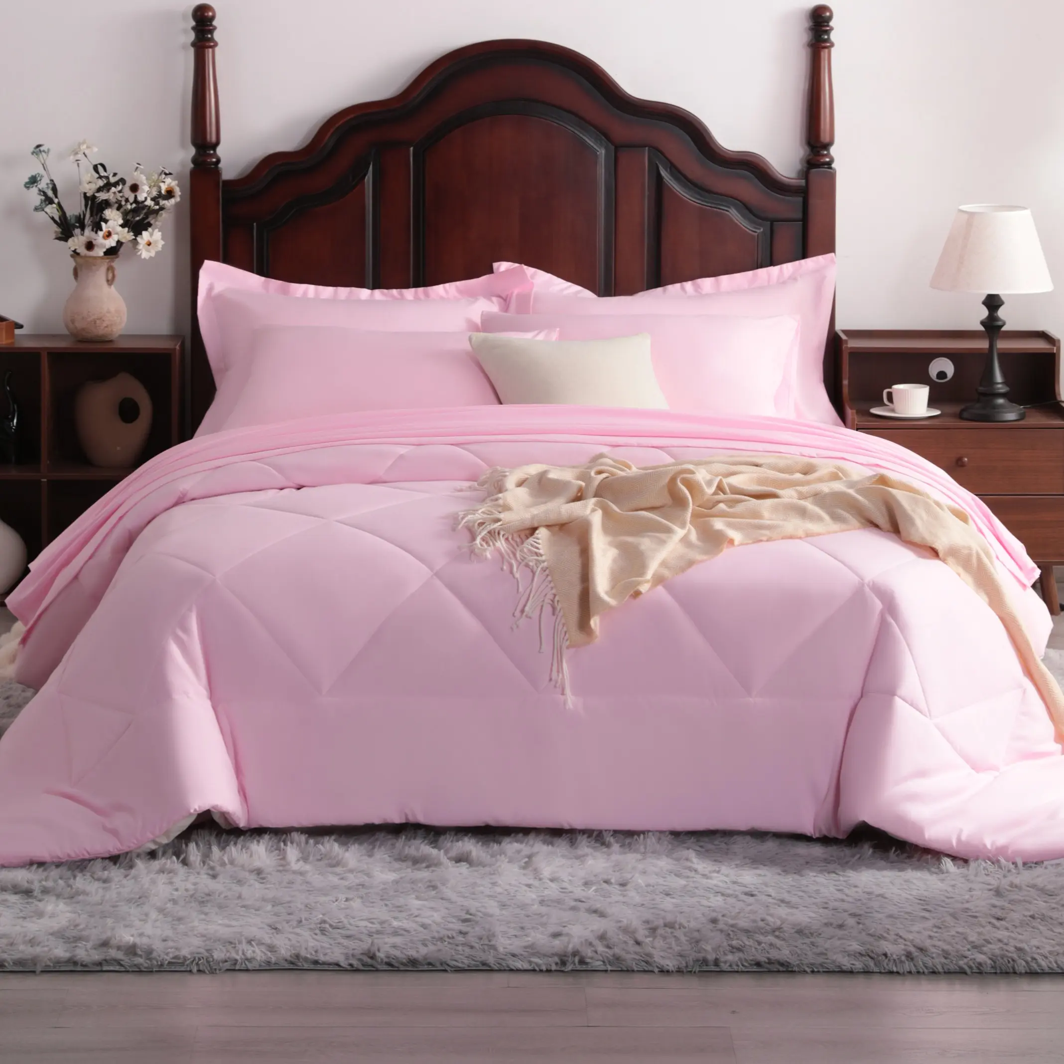[Back To School]NTBAY 7-Piece Comforter Bedding Set - Complete Bed in a Bag with Fitted & Flat Sheets, Pillowcases & Shams, Ultra Soft All-Season Down Alternative Comforter Set, King/Queen/Twin