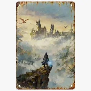 Aluminum Hanging Wall Decor Vintage Style Classic Video Game Hogwarts Legacy Vintage Prints Poster Gift for Gamer Enthusiast Room Decor Home Decoration