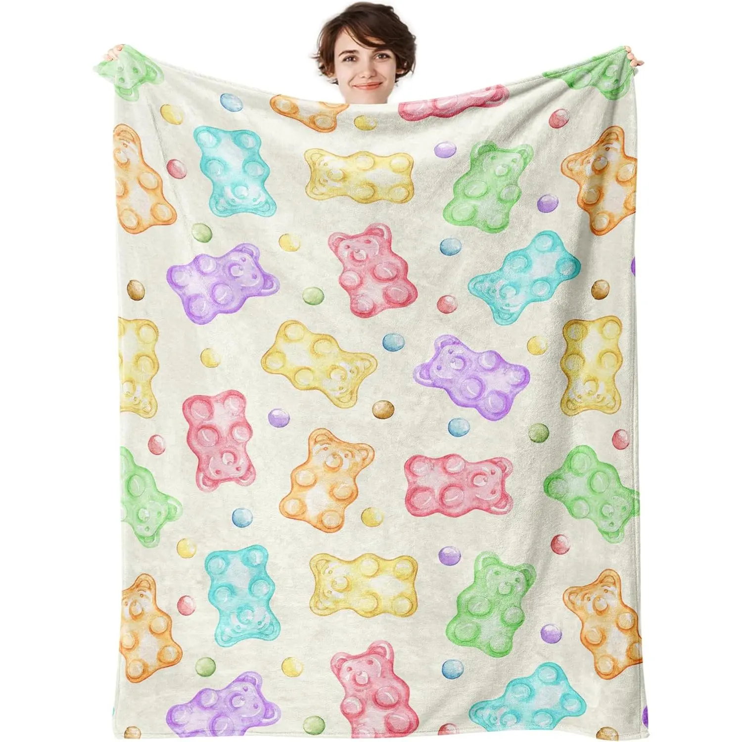 Gummy Bear Throw Blanket, 320GSM Flannel Blankets for Women Girls Kids Boys Men, Gummy Bears Blanket Super Soft Cozy for Bed Sofa Couch Gifts (Bears, 60"x50")