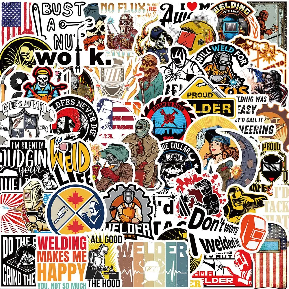 Welder Sticker, 50/1000pcs Welder Pattern Decorative Sticker, DIY Waterproof Decals for Water Bottle, Laptop, Phone Case, Cellphone, Journal Making, Ornaments