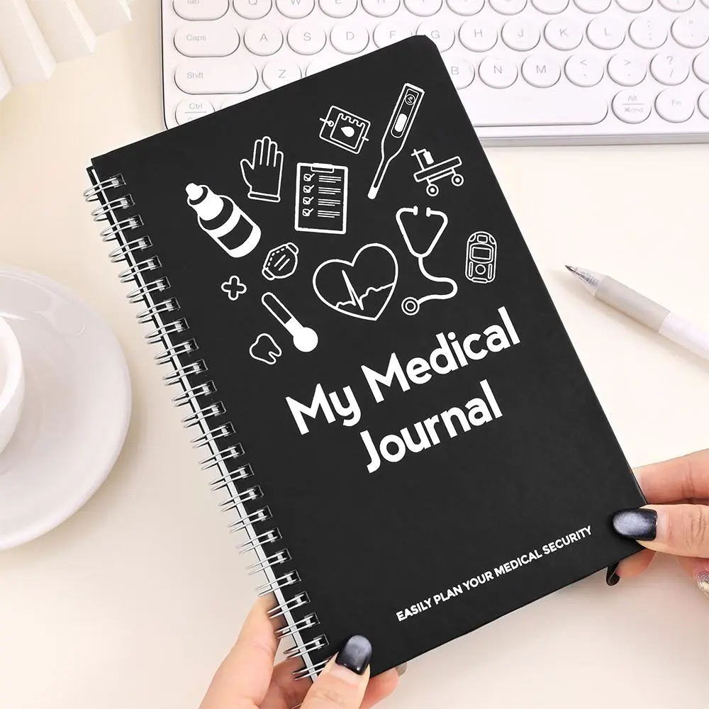 Medical Health Journal, Heart, 1pc 114 Pages Spiral Notebook, Personal Organizer, Planner for Medical Records, Mental Wellness Tracking & Healthcare Documentation