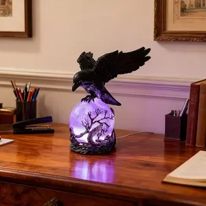 Glowing Raven Statue Gothic Lamp, Perfect for Christmas and Year-Round Decor, Unique Gift for Gothic Collectors and Book Lovers