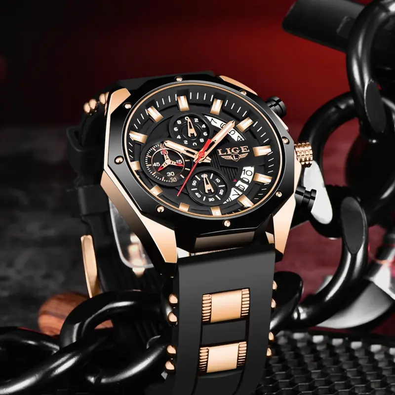 Men's Classic Business Fashion Waterproof Round Dial Analog Quartz Watch, Analog Wristwatches, Fashion Watch for Party, Daily Clothing Decor, Trendy All-match & Exquisite Watch for Birthday Gift with Box