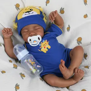 [WOOROY] Reborn Baby Doll Clearance - Birthday & Christmas Gift, 18" Africa American Black & Brown Skin Lifelike Doll with Cloth Body, Realistic Baby Dolls, Gift Ideas for Kids 3+