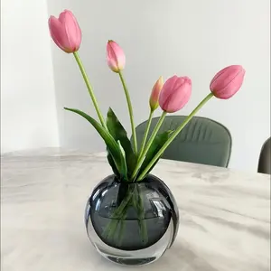 1 Bundle (5 Flowers) Tulip Artificial Flowers, Fake Flower Decorations for Living Room Dining Table, Home Decoration Floral Arrangement