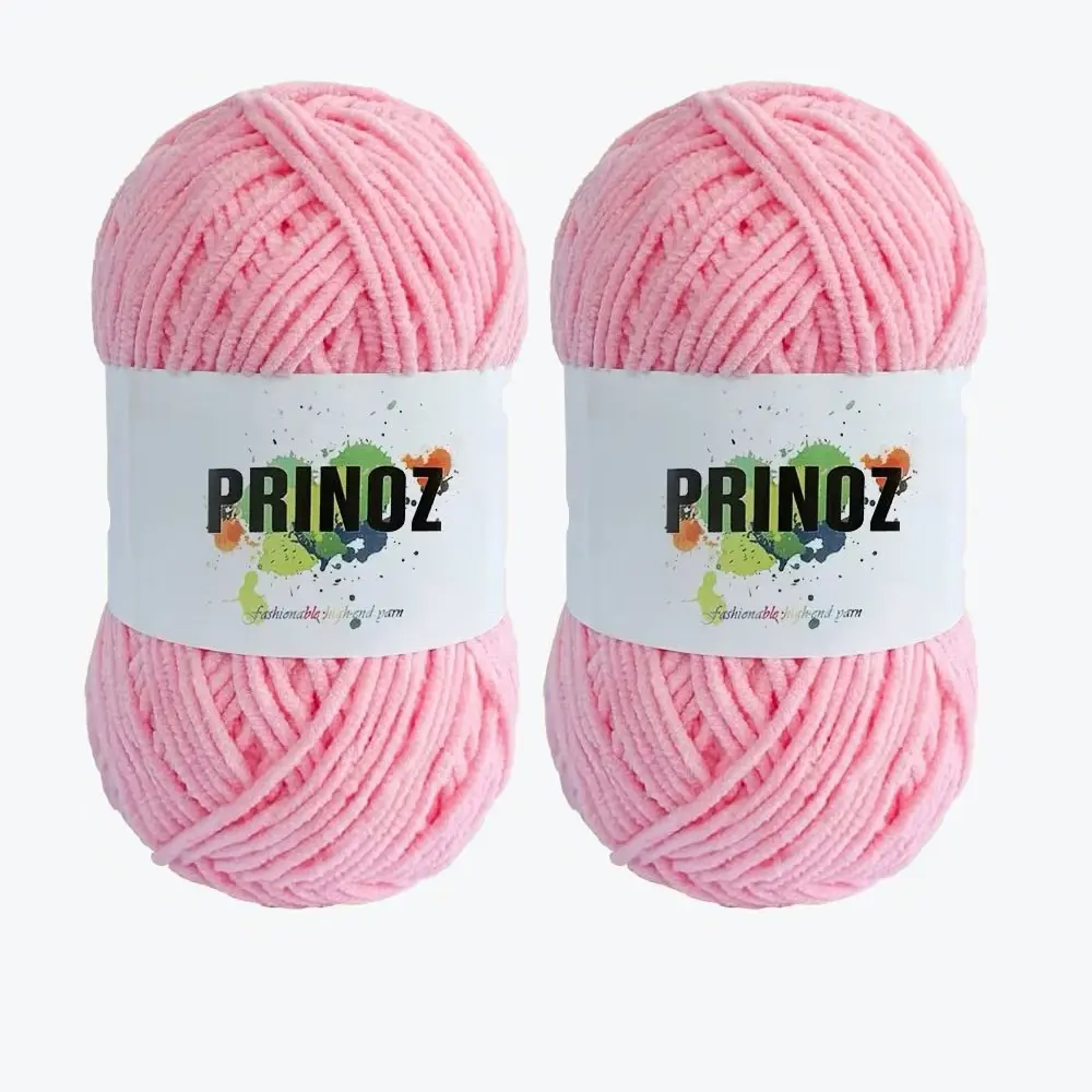 2-Pack 100% Polyester Chenille Yarn Balls, 2mm Medium Thickness Soft, Ideal for Handmade Crochet Pillows, Bags, Dolls DIY Crafts, DIY Knitting Supplies