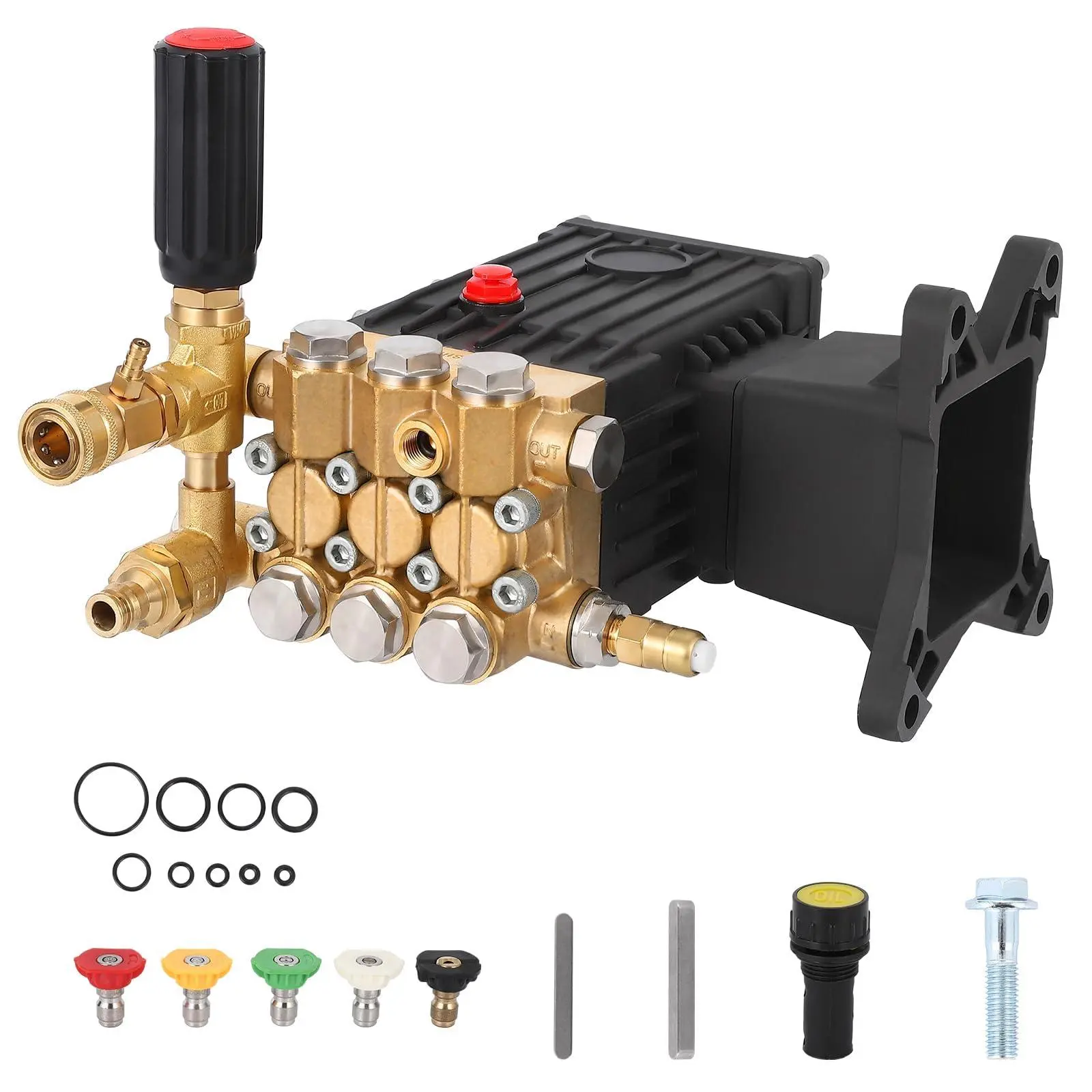 High Pressure Water Pump, 4400 Psi 4 Gpm, 1 Inch Shaft Horizontal Plunger, Power Washer Pump Replacement for Simpson, Ryobi, Subaru, Craftsman, and Other Major Brands