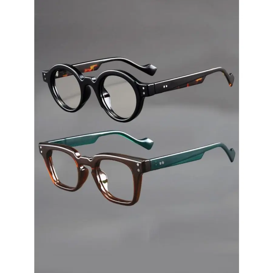 2-Pack Casual Retro Square Frame Light Blocking Glasses, Full Rim PC Lens, Unisex Fashion Decorative Eyewear, High Quality Lightweight Non-Prescription Glasses for Daily Wear trendy stylish glass vision correction uv400 rave sun glass performance vintage