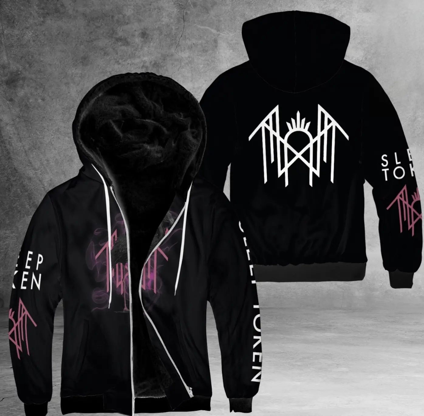 Sl33p T0k3n Flamigo Even in Arcadia Hoodie Zip, Rock Band Merch, Sl33p T0k3n Jacket