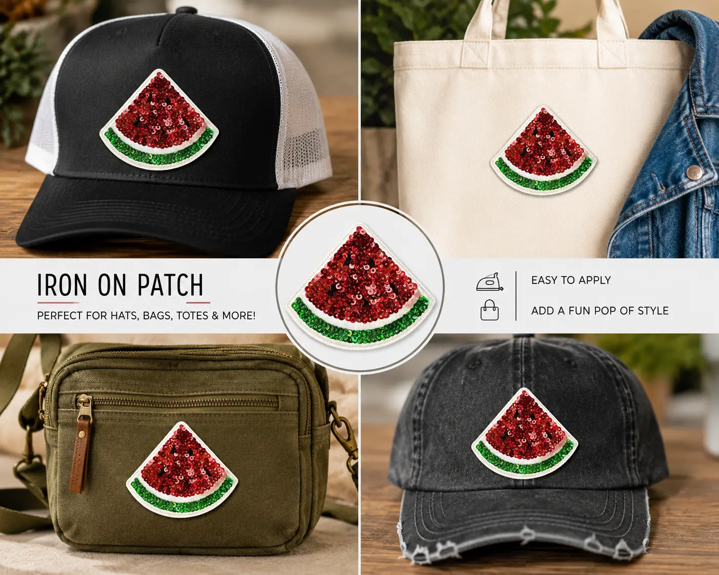 Watermelon Slice Iron On Patch