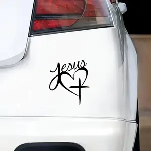 1PC Daily Faith-Warm Decor Sticker (for car interior/faith-style water bottle/devout stationery) Jesus heart cross logo elements, add devout warm faith daily texture Decor sticker + daily faith-style decor goods Car Stickers