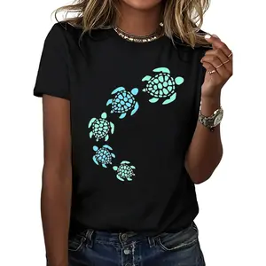 [100%25 Cotton][Graphic T Shirt]Sea Turtle Graphic T-Shirt – Cute Ocean Animal Print Tee, Unisex Casual Cotton Short Sleeve Crew Neck Top, Funny Marine Life Shirt, Summer Beach Outfit, Soft Everyday Wear for Men & Wo