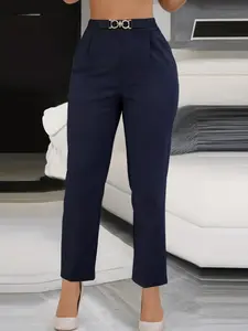 Fashionable chic women's clothing, casual and versatile, Basic, trendy stretchy fit Fitted trousers pants bottoms Elastic Waist Pants
