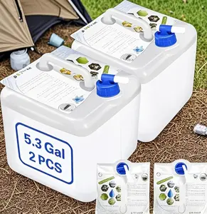 Collapsible Water Storage Container with Spigot, BPA-Free 2.6 & 5.3 Gallon Water Jug for Camping, Hiking & Emergency Preparedness