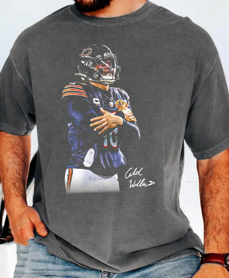 Caleb Williams & Cold Graphic TShirt, Vintage Chicago Football Shirt, Celebs For Fans Gift