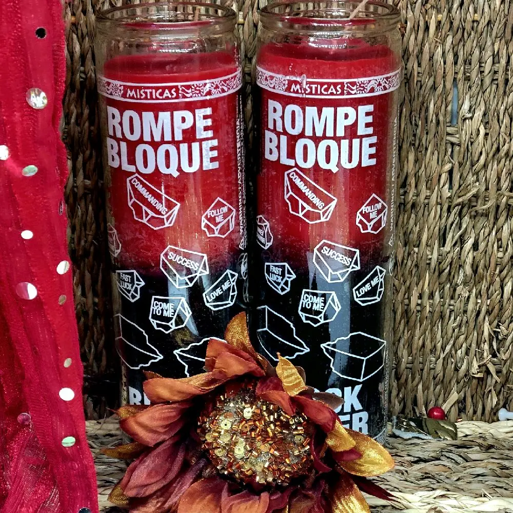 Blockbuster Spell Breaker 7 Day Candle Vela Rompe Bloque Red and black Bundle pack Of 2.
