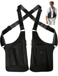 ECGER Large Double Shoulder Armpit Bag - Underarm Holster for Men, Anti-Theft Concealed Crossbody Wallet|phone Pouch for Outdoor Travel Cycling Work, Premium PU Leather