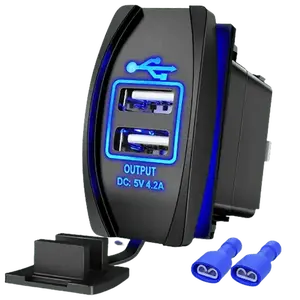 Nilight 5V 4.2A Rocker Switch Style Dual USB Charger Nilight 5V 4.2A Rocker Switch Style Dual USB Charger