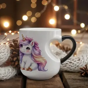 Unicorn Color-Changing Mug - Thermosensitive Ceramic Cup Changes Color When Hot Drinks Are Added, Cute Magical Unicorn Design, Hand Wash Only, Washable, Reusable Gift for, Tea, Cocoa, Coffee, Reuse