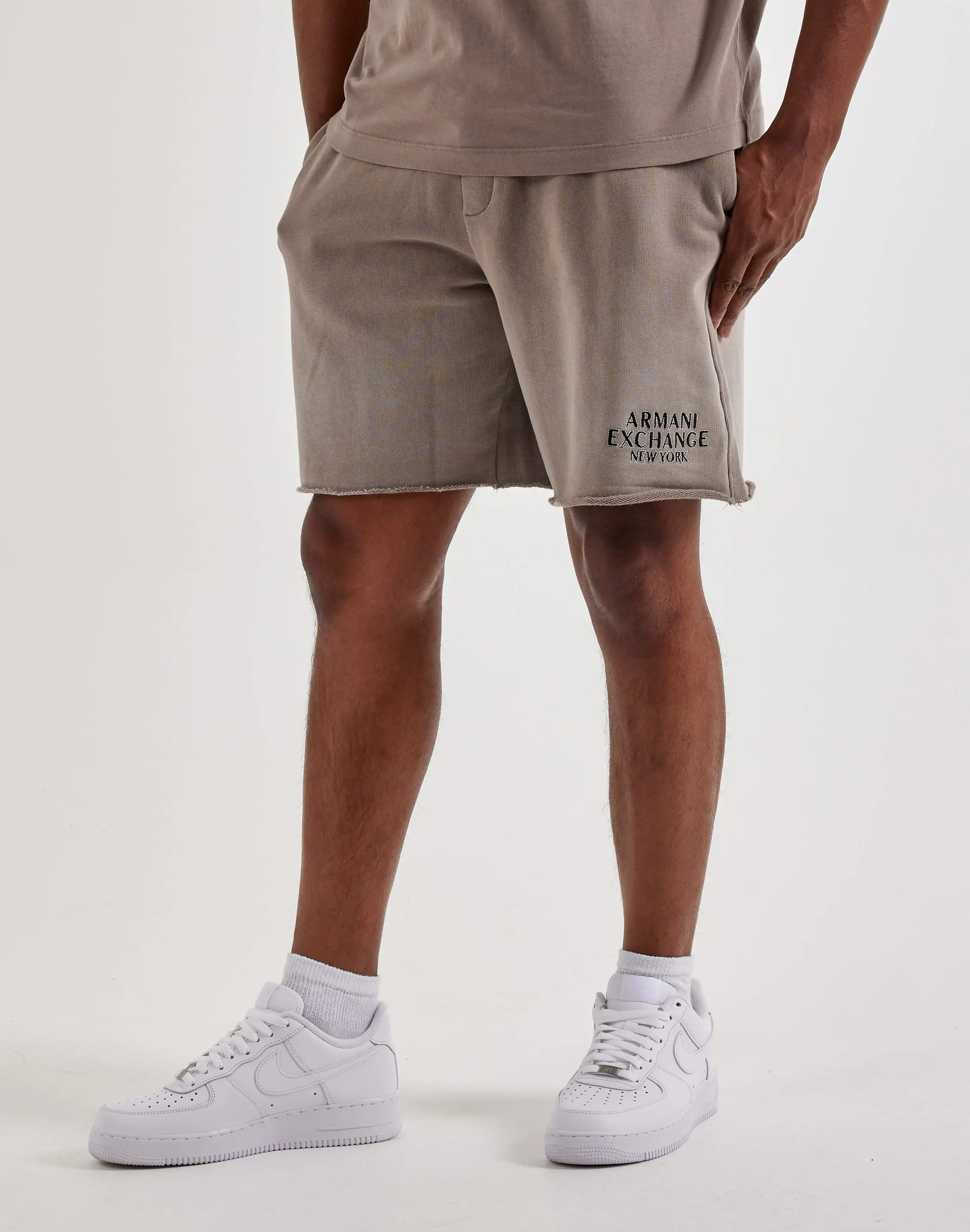 Mens Armani Exchange Embroidered Logo Fleece Shorts
