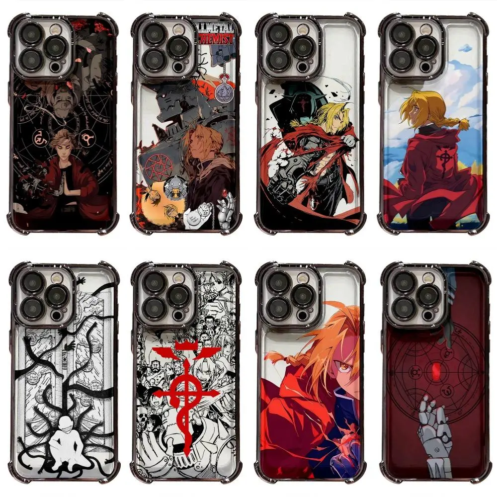 Hot Classic Fullmetal Alchemist Phone Case For iPhone 17 Pro Max, Pro, Air, 16 Plus, 15, 14, 13, 12, 11 Black TPU Shockproof Handheld Device Cover Protection (Ideal Gifts for Birthday, Christmas)
