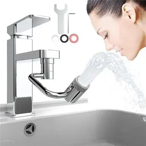 Faucet Extender, 1080° Large-Angle Rotating Faucet Extender with Universal Splash Filter, 2 Water Outlet Modes for Bathroom & Kitchen Sinks