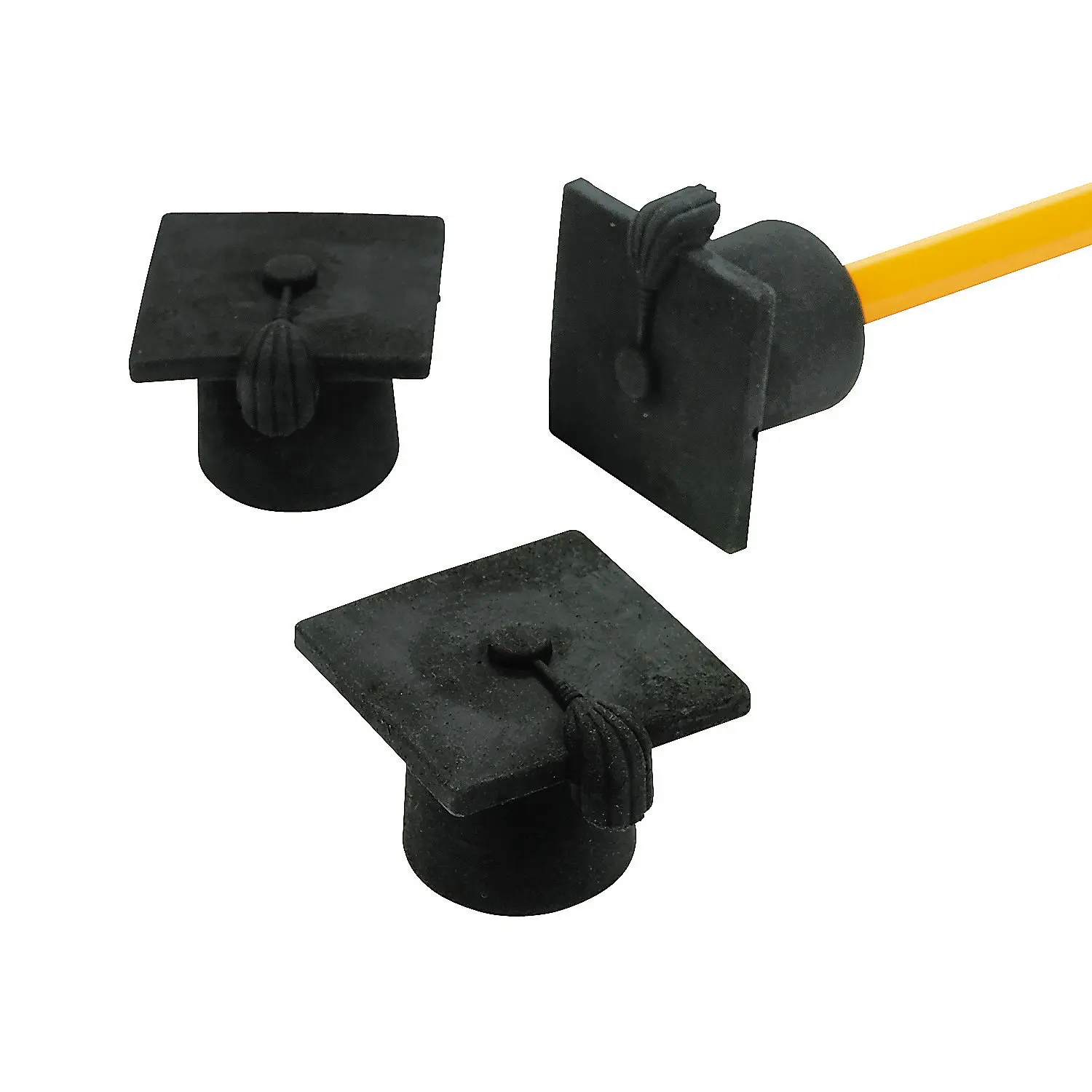 Graduation Mortarboard Pencil Topper Rubbers - 24-Piece Arts & Crafts Educational Toy Erasers, Rubber