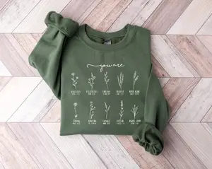 You Are Bible Verse Sweatshirt, Inspiration Bible Sweater, Wild flower Christian Shirt, Retro Christian Hoodie | 020