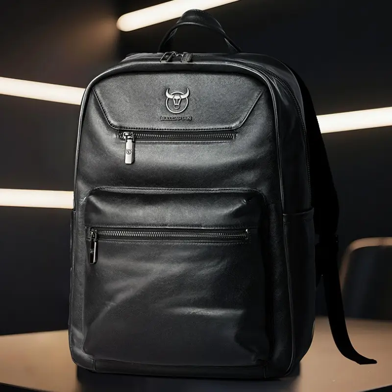 1pc Leather Laptop Backpack, Independent Laptop Compartment, Large Capacity Business Backpack for Professionals, suitable for Commuting, Outdoor Riding and informal Travel
