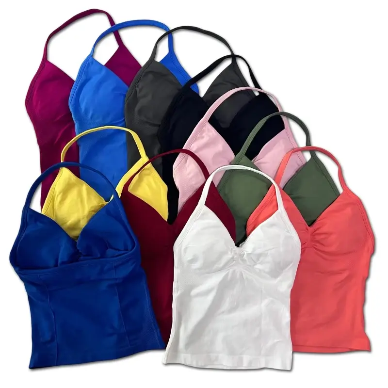 Women's 2-Piece Cotton High-Impact Sports Clothing Set - Fitted Backless Tank Top, High-Waisted Booty-Lifting Scrunch Seamless Compression Shorts, All-Season Activewear for Gym, Fitness