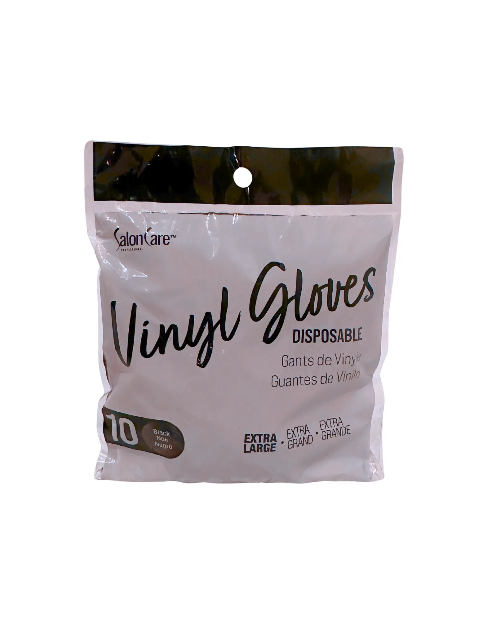 Salon Care Extra Large Black Vinyl Gloves 10ct