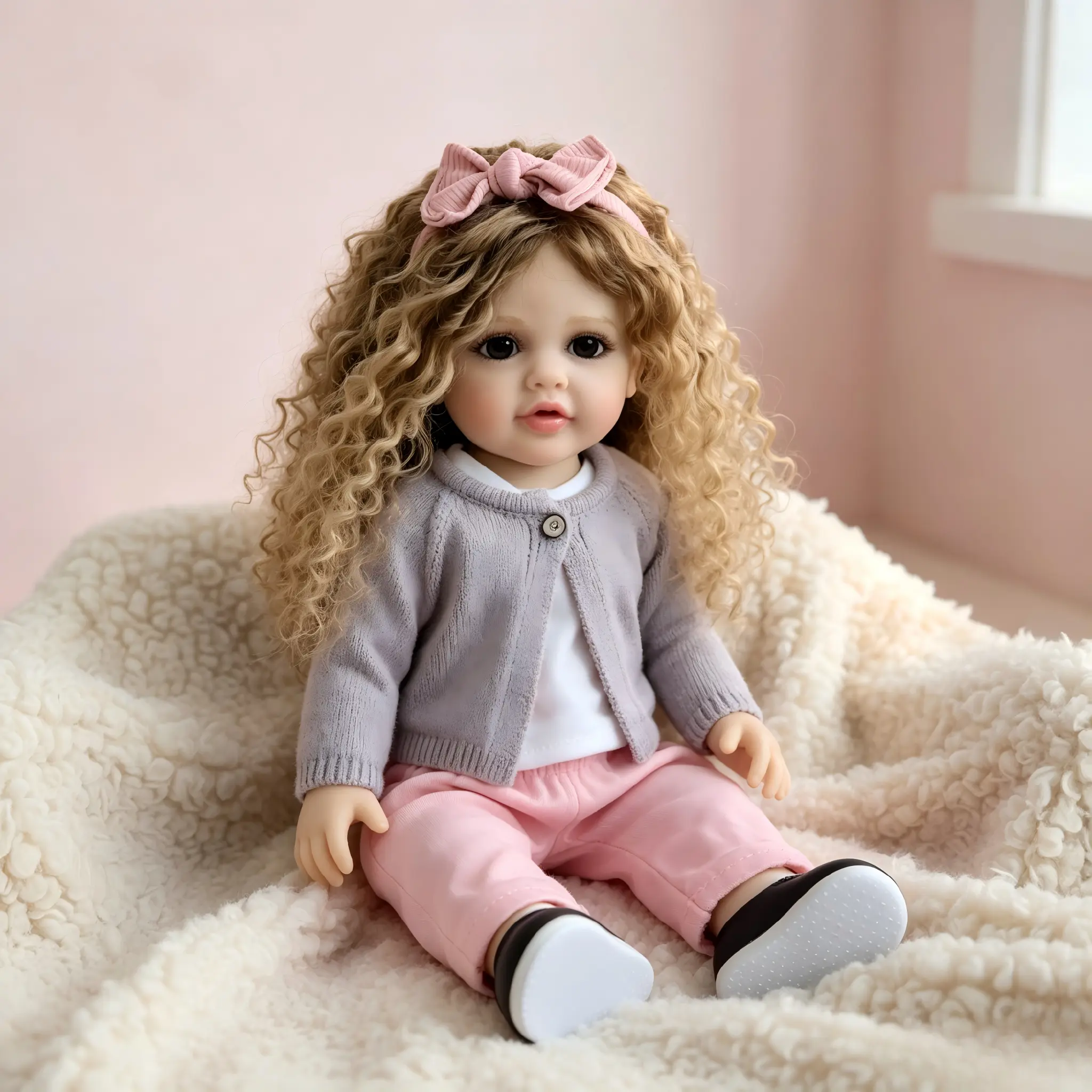 Betty  Reborn Baby  Dolls Girl 22 Inch 55cm Dolls Full Vinyl Body Lifelike Reborn Baby Doll with Long Hair Anatomically Correct Realistic Newborn Toddler Cute Gift Christmas New Year Birthday Present Collector Gift Smart Dolls