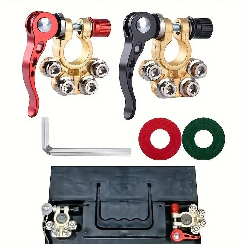 1pair Automotive brass power knob switch battery stake terminal clamp adapter leakproof Auto Parts