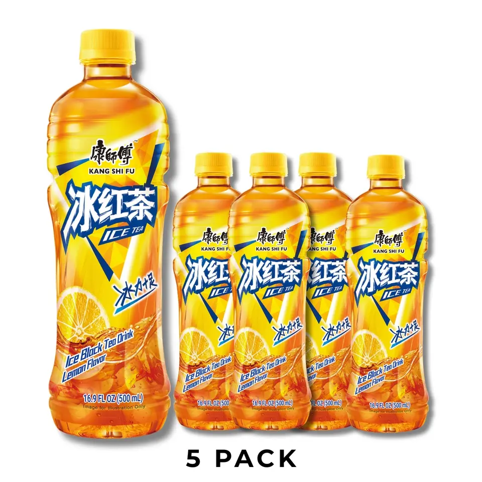 Master Kong (Kangshifu) Lemon-Flavored Black Tea Bottled Tea, 5-Bottle 16.9 fl oz Ready-to-Drink Chilled Beverage with Smooth, Crisp, Balanced Taste for Meal Pairing & Anytime Refreshment