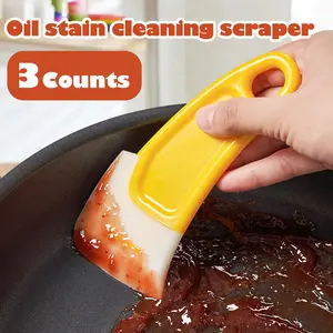 3 Counts Kitchen Oil Stain Cleaning Boards, Assorted Colors BPA-Free Silicone Scrapers for Food Safety