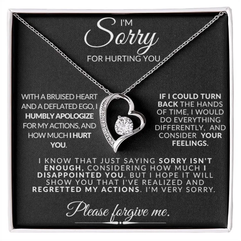 I'm Sorry For Hurting You Necklace, Heart Necklace, Please Forgive Me Necklace, Necklace With Message Card, Apology Necklace, Forgiveness Gift