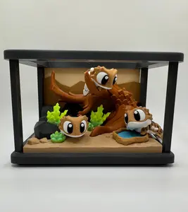 3D Printed Bearded Dragon Terrarium Playset – Includes Dragon and Mini Enclosure – Cute Desk Display or Gift