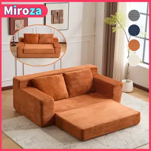 71" Convertible Sofa Bed, Love Seat Sleeper Bed, 2-in-1 Foldable Curved Sleeper Sofa with Pillows for Living Room and Bedroom, High-Density Memory Foam