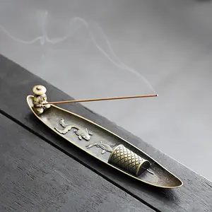 Boat Shaped Incense Burner, 1 Count Vintage Incense Burner Holder, Desktop Incense Burner for Home Office Decor, Home Fragrance Supplies