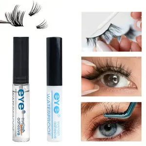 2-pack Clear/White Waterproof quick-drying eyelash glue, Eyelash Adhesive, Tube container Strong hold for DIY Eyelash Extensions Sweat-proof Hypoallergenic Formaldehyde and latex-free Alcohol-free Precision brush applicator, Eyelash Extension Glue