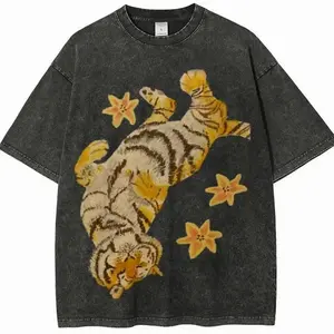 Lazy Tiger Unisex Vintage Washed Tee, Vintage Washed Tee, Funny Tee Shirt, gift for child, for women, for men, for girlfriend, for boyfriend Streetwear T-Shirt         CLH S0E