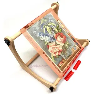 Adjustable Embroidery Table Stand, Cross Stitch Hoop Stand for Lap or Table Top Cross Stitch or Tapestry, Embroidery Hoop Holder, Hand Polished Natural Wood, 30 cm