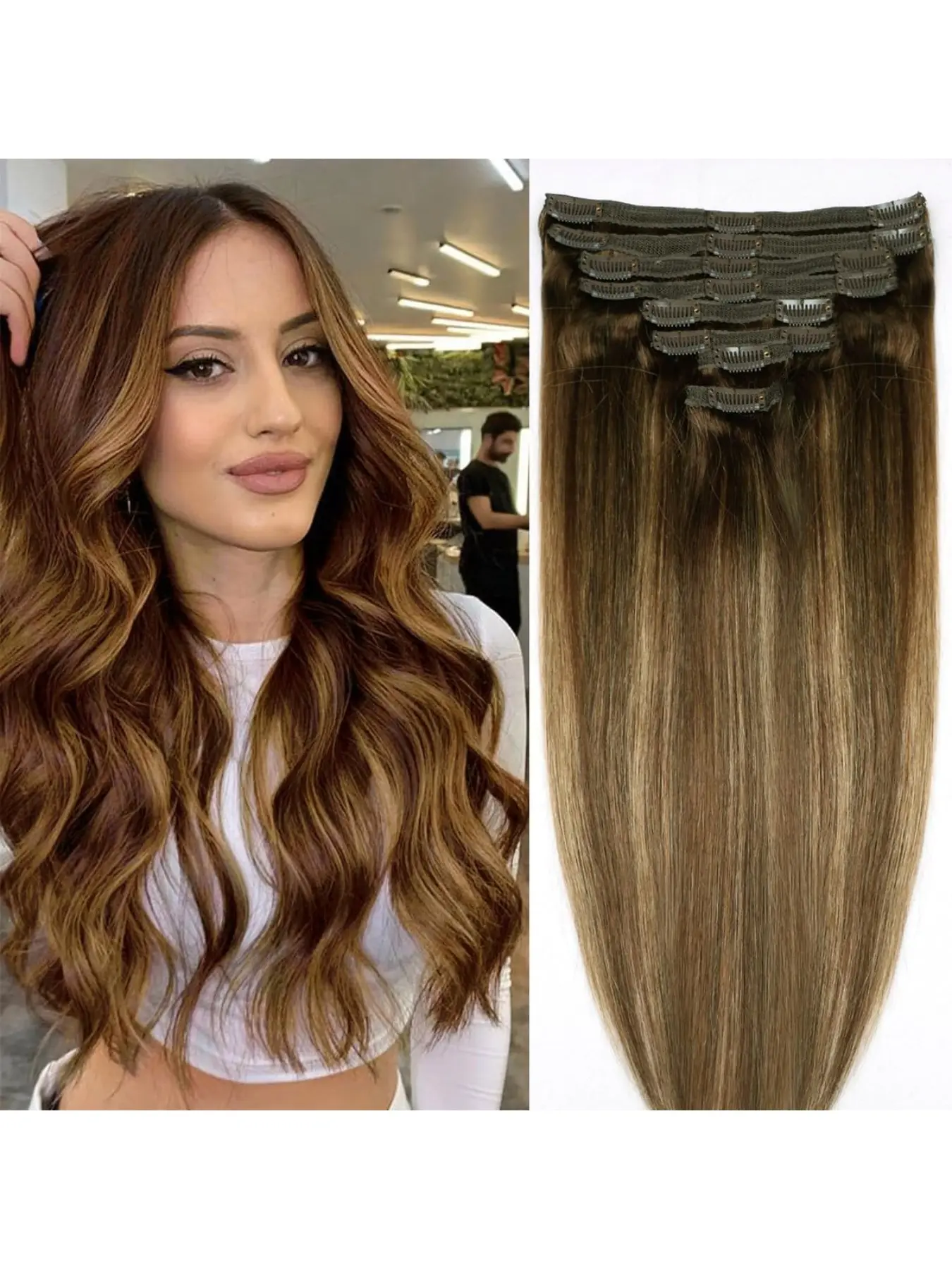 New Mother's Day product 4/27 120G 8pcs straight clip hair extensions, Pure human hair extensions, invisible seamless hair extensions, Invisible Extension Hairpiece